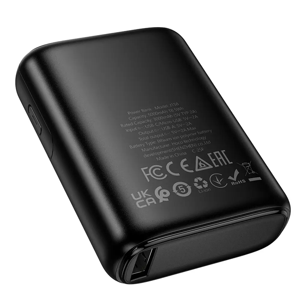 Externí baterie HOCO J158, 5000mAh, 10W, 1 x USB-A, černá