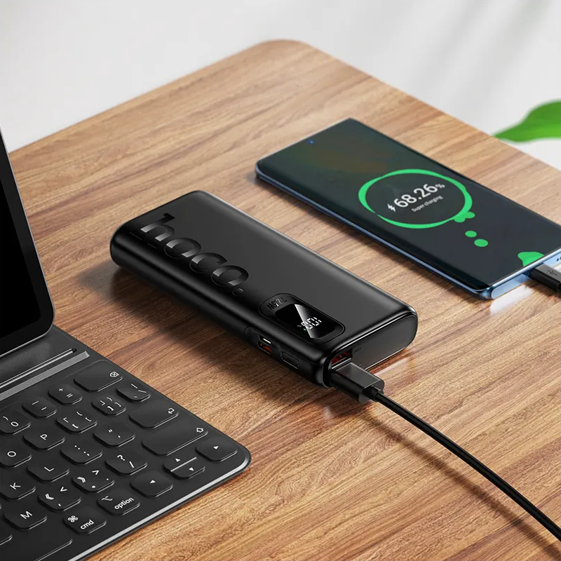 Externí baterie HOCO J158 Pro, 10000mAh, 22,5W, QC + PD, 1 x USB-C - 2 x USB-A, Černá