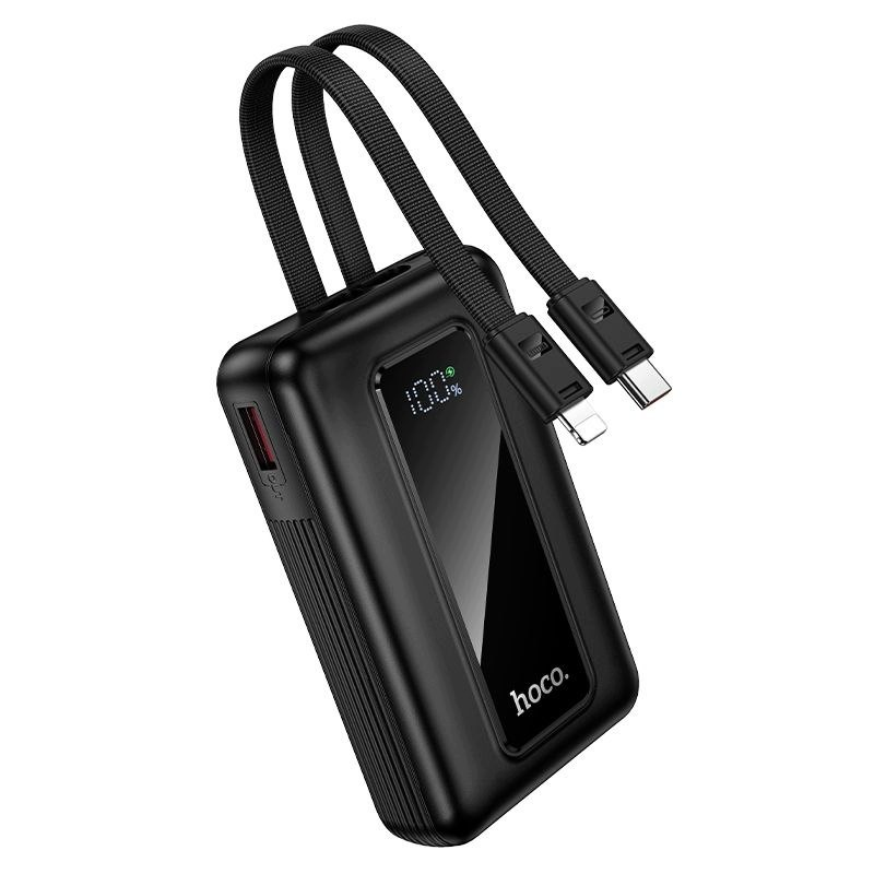 Externí baterie HOCO J162, 10000mAh, 22.5W, QC + PD, 1 x Lightning - 1 x USB-A - 2 x USB-C, Černá