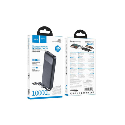 Externí baterie HOCO J163, 10000mAh, 10W, 1 x Lightning - 1 x microUSB - 2 x USB-A - 1 x USB-C, Černá