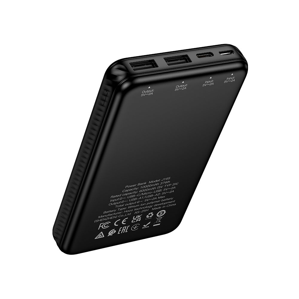 Externí baterie HOCO J165A, 10000mAh, 10W, 2 x USB-A, černá