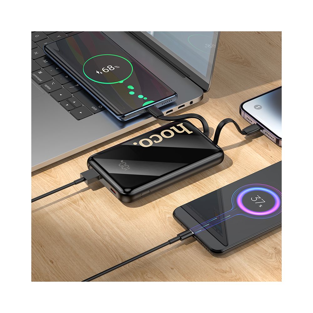 Externí baterie HOCO Q37, 10000mAh, 22,5W, QC + PD, 1 x Lightning - 1 x USB-A - 2 x USB-C, Černá