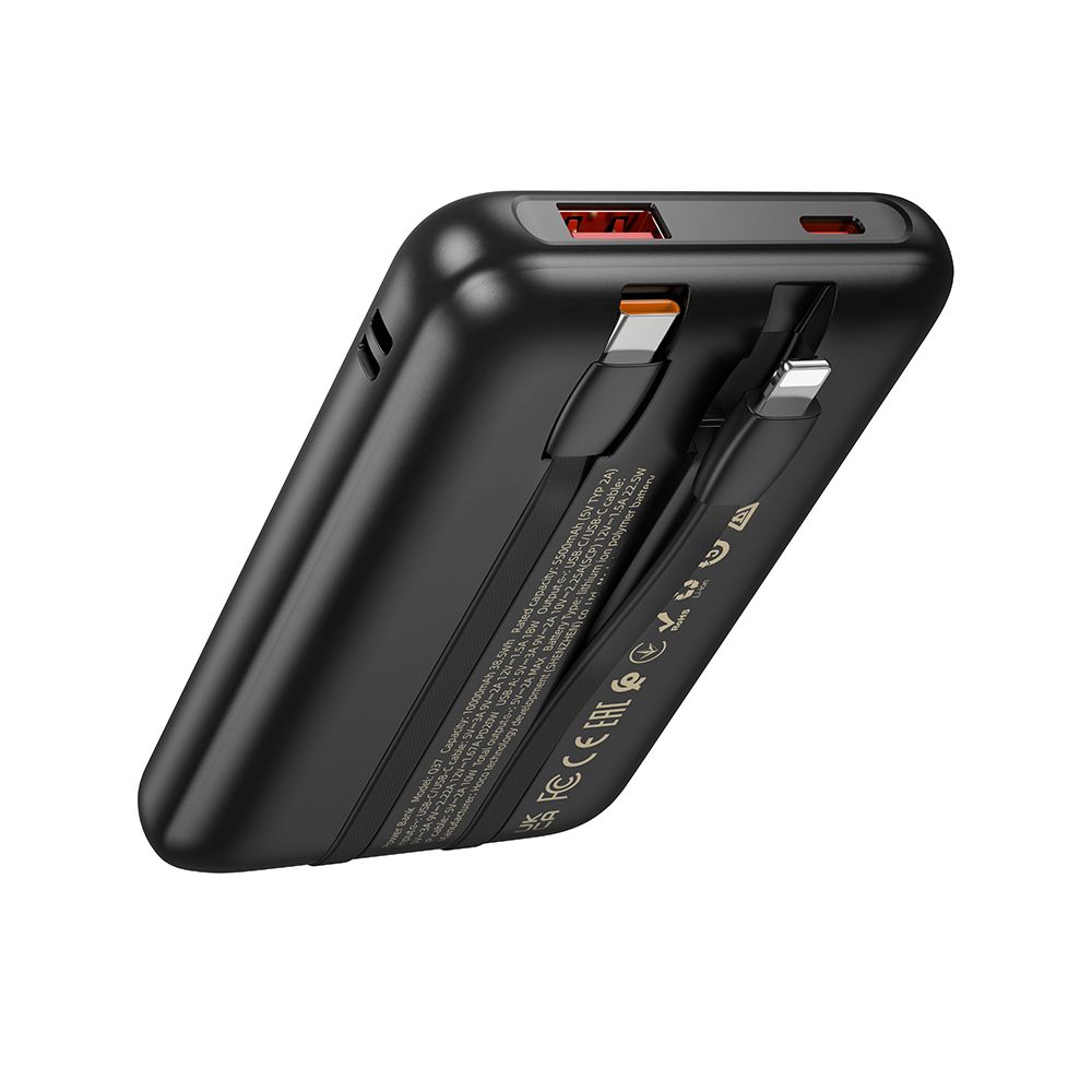 Externí baterie HOCO Q37, 10000mAh, 22,5W, QC + PD, 1 x Lightning - 1 x USB-A - 2 x USB-C, Černá