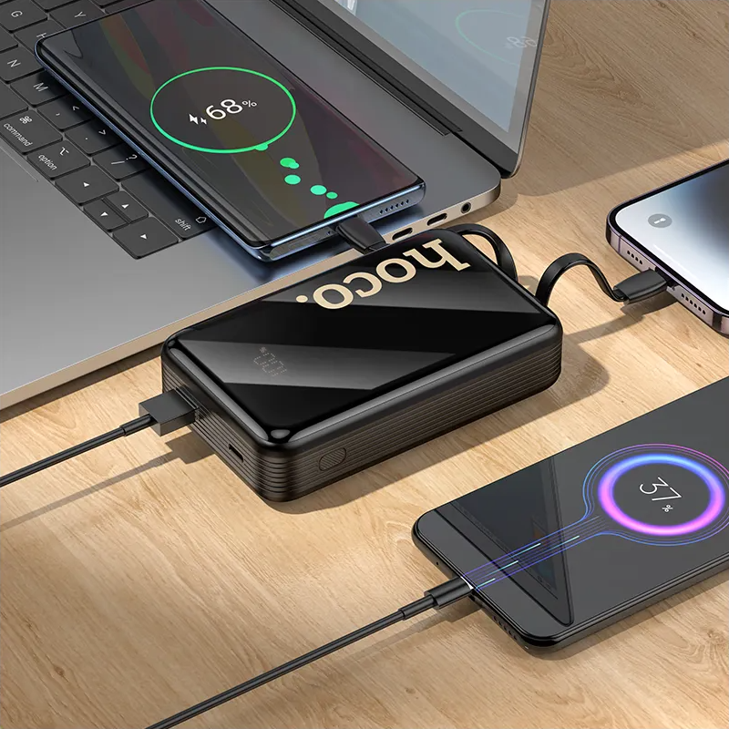 Externí baterie HOCO Q37A, 20000mAh, 22,5W, QC + PD, 1 x Lightning - 1 x USB-A - 2 x USB-C, černá