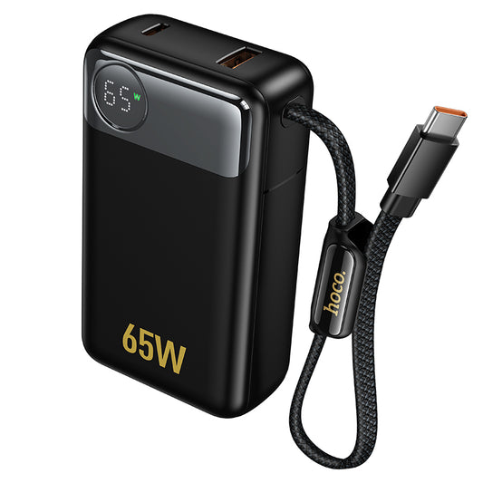 HOCO Q53 External Battery, 12000mAh, 65W, QC + PD, 1 x USB-A - 2 x USB-C, Black