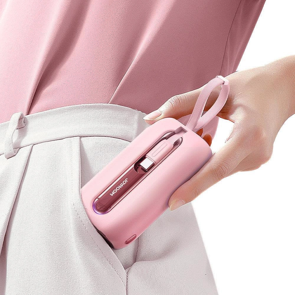 Joyroom Colorful Series JR-L012 External Battery, 10000mAh, 22.5W, QC + PD, 1 x Lightning - 2 x USB-C, Pink