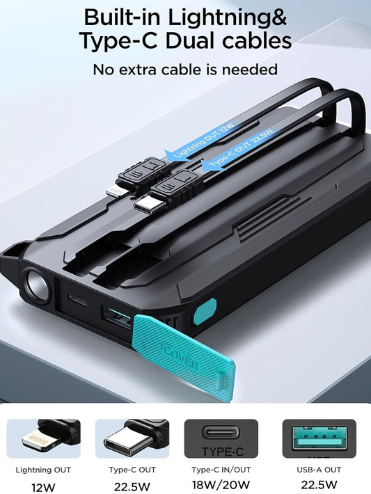 Externí baterie Joyroom JR-L017, 10000mAh, 22.5W, QC + PD, 1 x Lightning - 1 x USB-A - 2 x USB-C, Černá