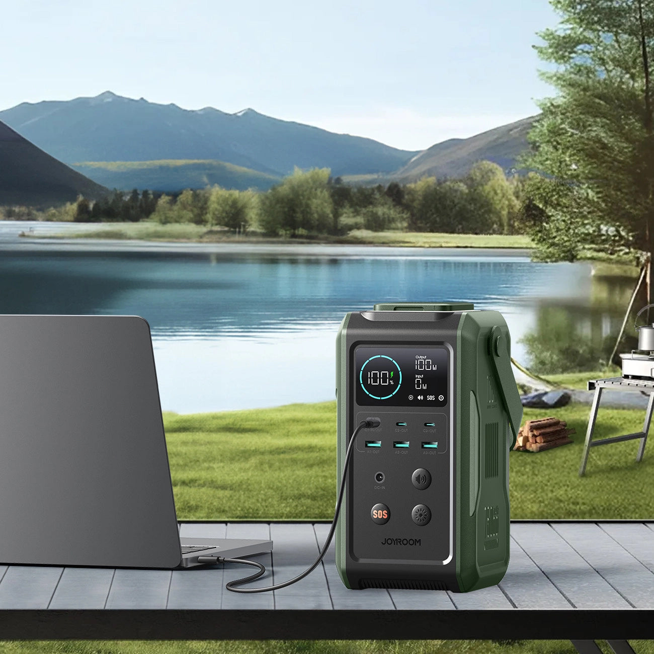 Joyroom JR-PBF10 External Battery, 75000mAh, 100W, QC + PD, 3 x USB-A - 3 x USB-C, Green