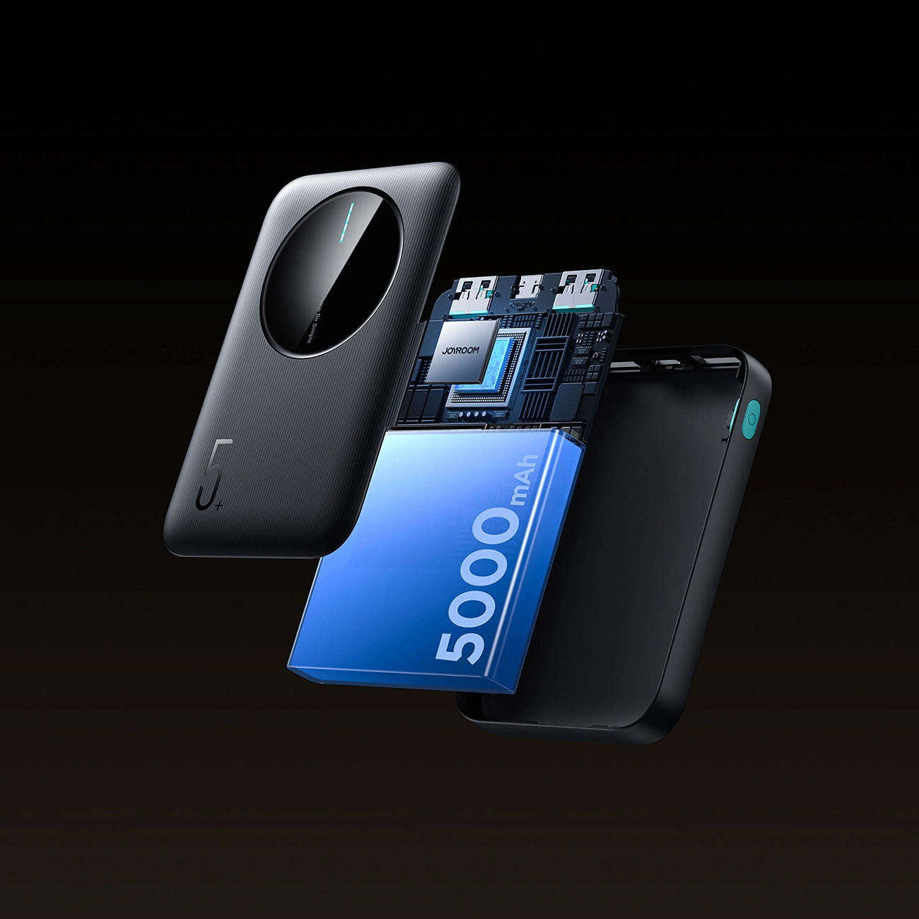 Externí baterie Joyroom JR-PBF13, 5000mAh, 12W, 1 x USB-C - 2 x USB-A, Černá