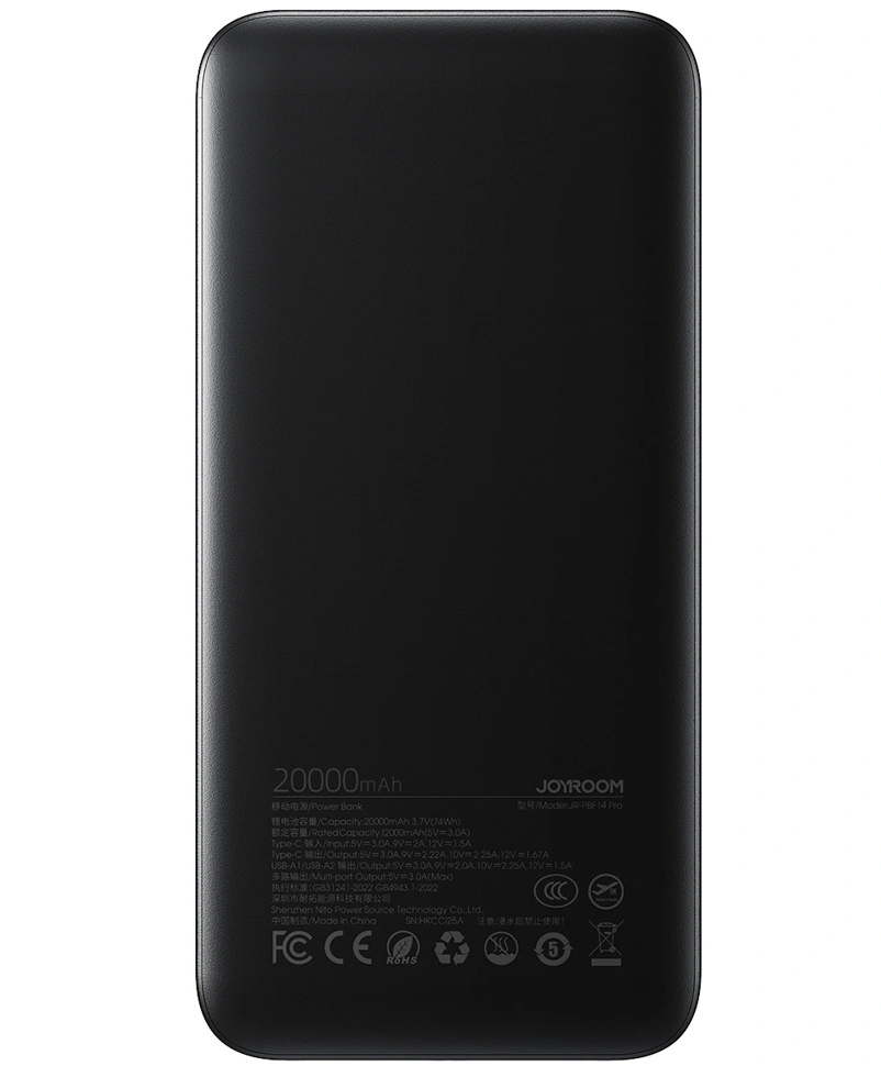 Externí baterie Joyroom JR-PBF14 Pro, 20000mAh, 22.5W, QC + PD, 1 x USB-C - 2 x USB-A, Černá