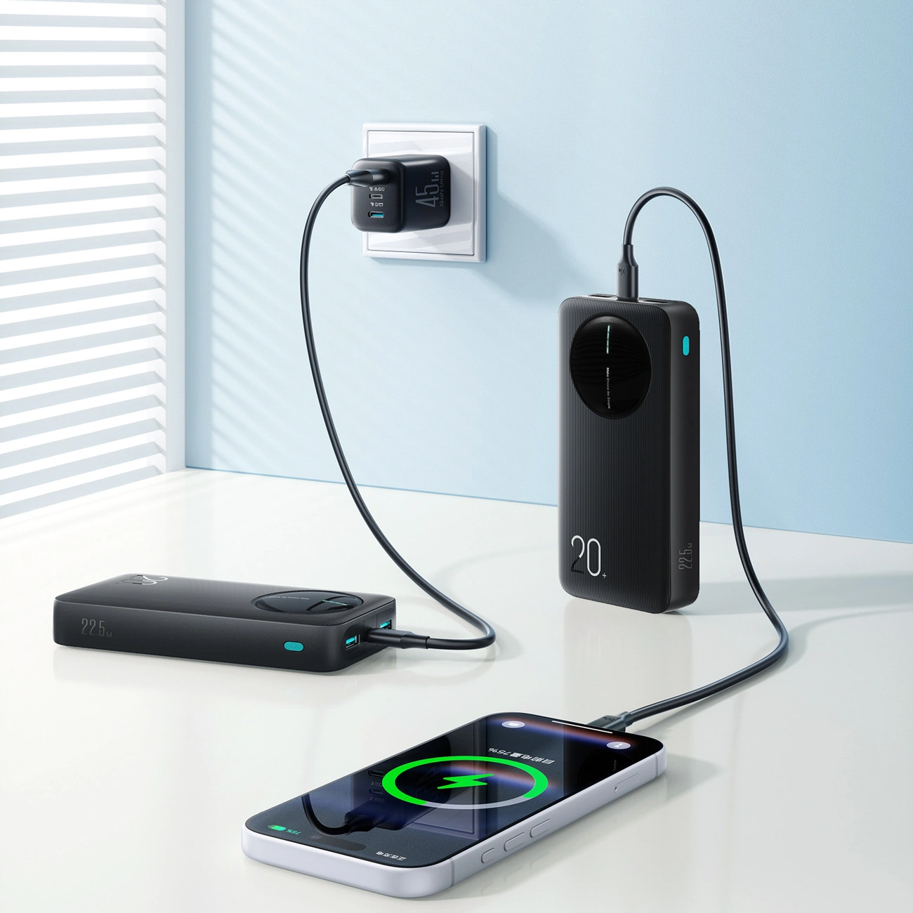 Externí baterie Joyroom JR-PBF14 Pro, 20000mAh, 22.5W, QC + PD, 1 x USB-C - 2 x USB-A, Černá