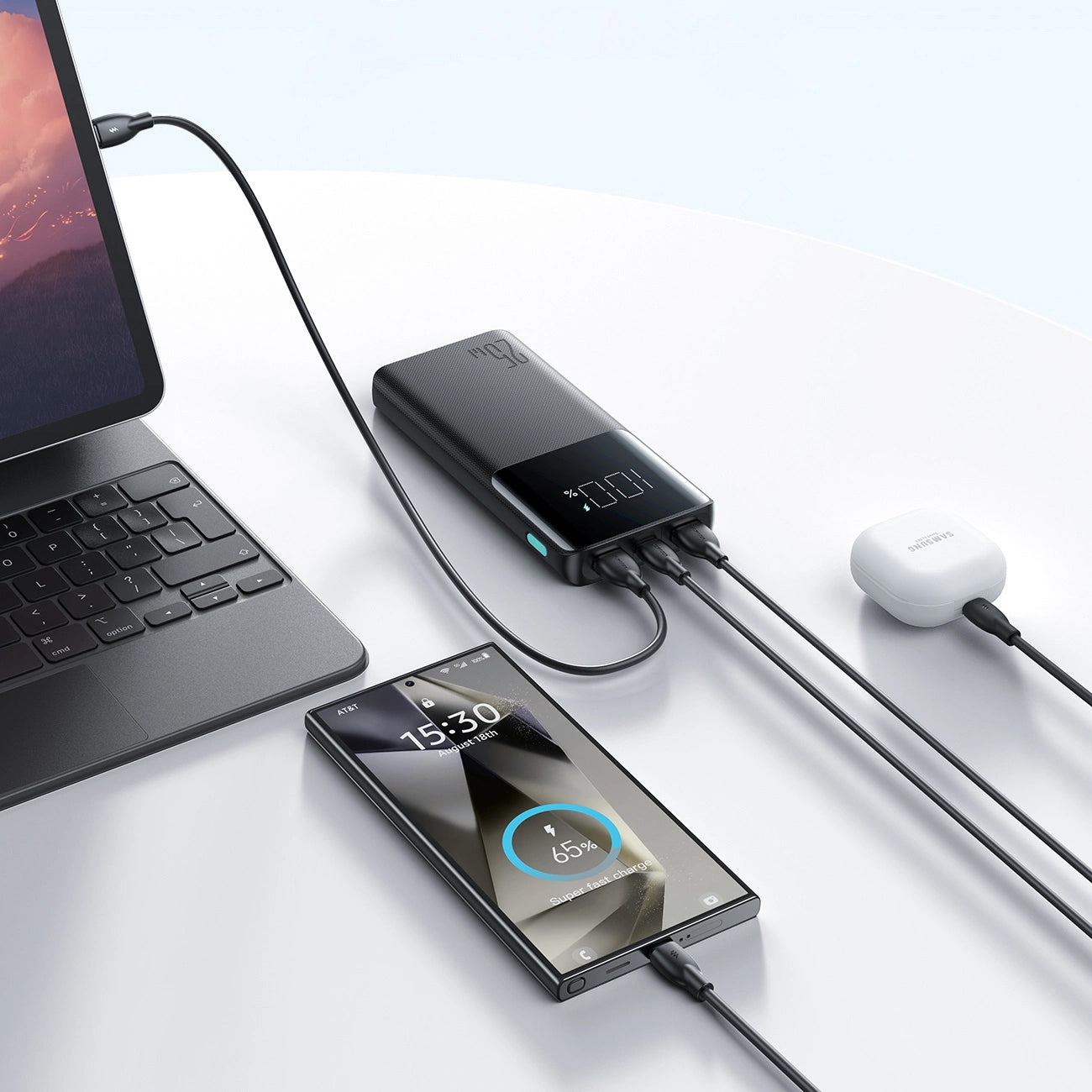 Externí baterie Joyroom JR-PBF20, 10000mAh, 25W, QC + PD, 1 x USB-C - 2 x USB-A, Černá