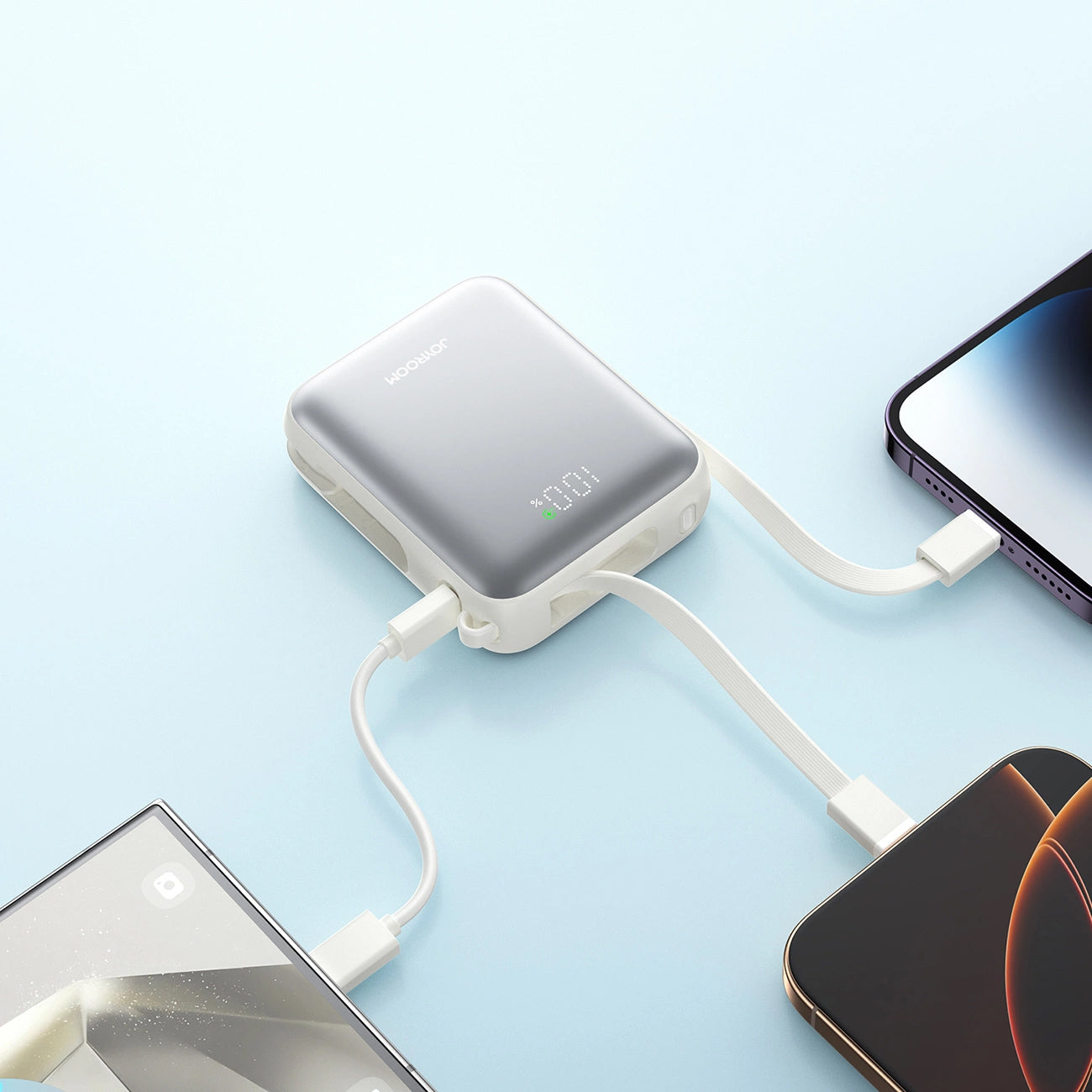 Externí baterie Joyroom JR-PBF27, 10000mAh, 22.5W, PD, 1 x Lightning - 2 x USB-C, Bílá