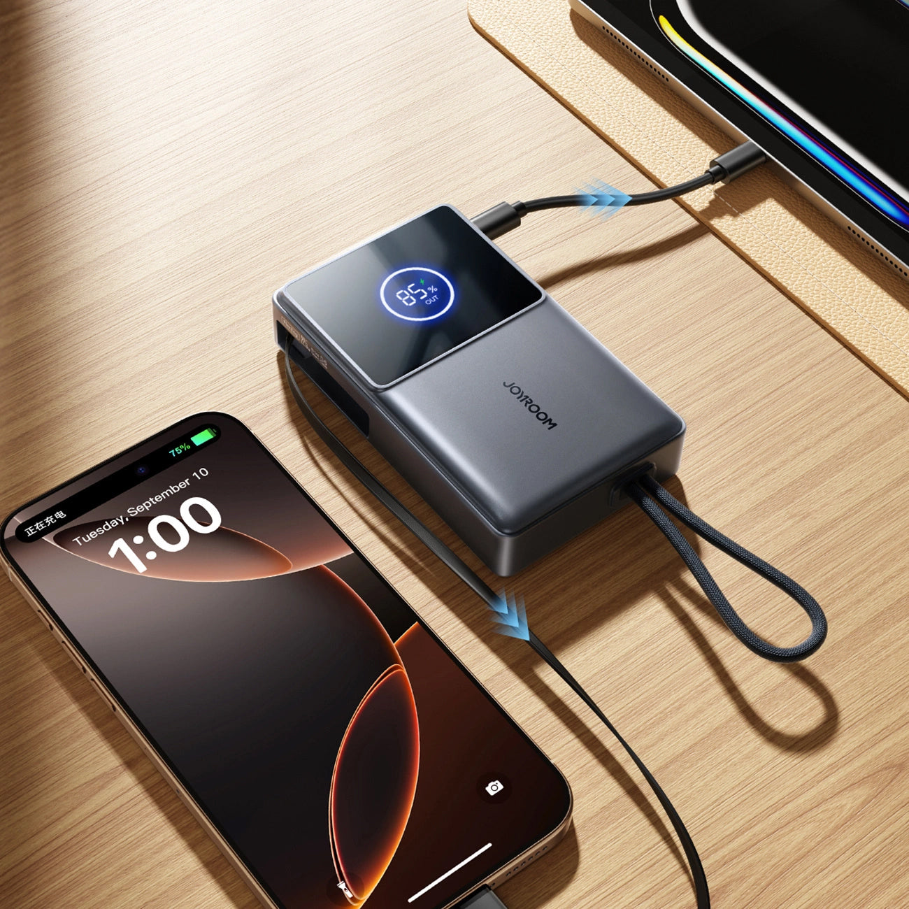 Externí baterie Joyroom JR-PR1, 10000mAh, 22.5W, PD, 2 x USB-C, Šedá