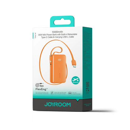 Externí baterie Joyroom JR-PR2L, 10000mAh, 35W, QC + PD, 1 x Lightning - 2 x USB-C, Oranžová