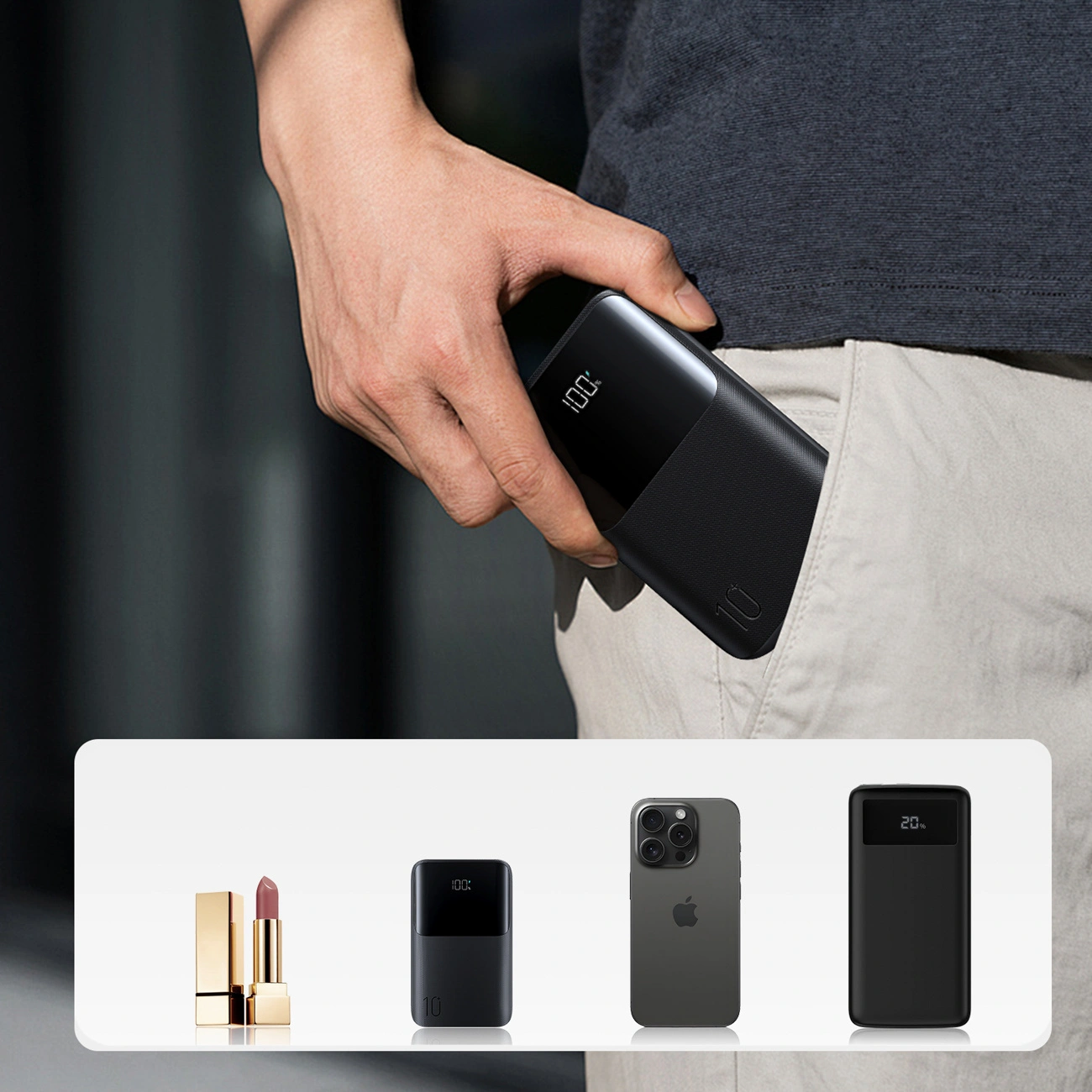 Externí baterie Joyroom JR-QP191, 10000mAh, 22.5W, QC + PD, 1 x USB-A - 2 x USB-C, Černá