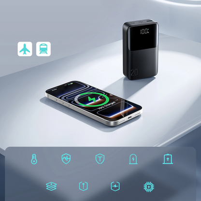 Externí baterie Joyroom JR-QP192, 20000mAh, 22.5W, QC + PD, 1 x USB-A - 2 x USB-C, Černá