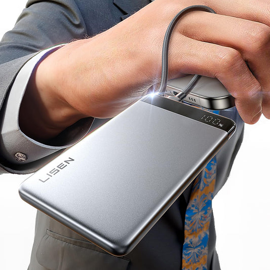 Externí baterie Lisen, 10000mAh, 22.5W, PD, 2 x USB-C, Šedá