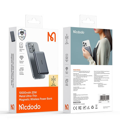 Externí bezdrátová baterie McDodo MC-4651 Meta, 10000mAh, 20W, PD + FQI, 1 x QI - 1 x USB-C, černá
