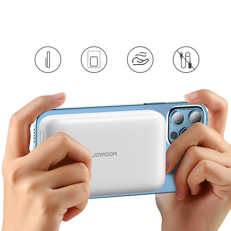 Bezdrátová externí baterie Joyroom JR-W020, 10000mAh, 20W, QC + PD + FQI, 1 x QI - 1 x USB-A - 1 x USB-C, Bílá