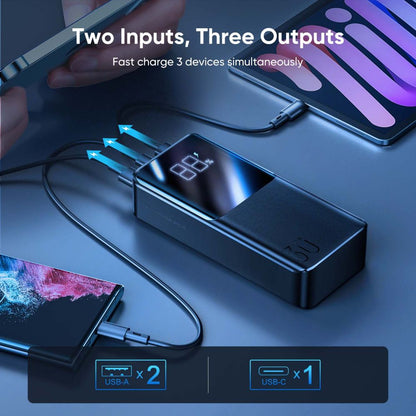 Externí baterie Joyroom JR-QP193, 30000mAh, 22.5W, QC + PD, 1 x USB-C - 2 x USB-A, černá
