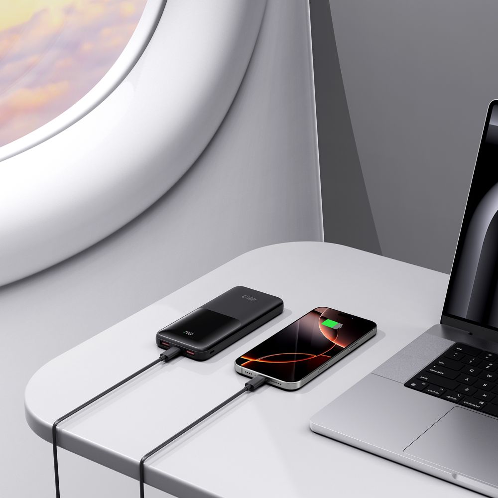 Tech-Protect PB01 External Battery, 10000mAh, 22.5W, QC + PD, 1 x USB-C - 2 x USB-A, Black