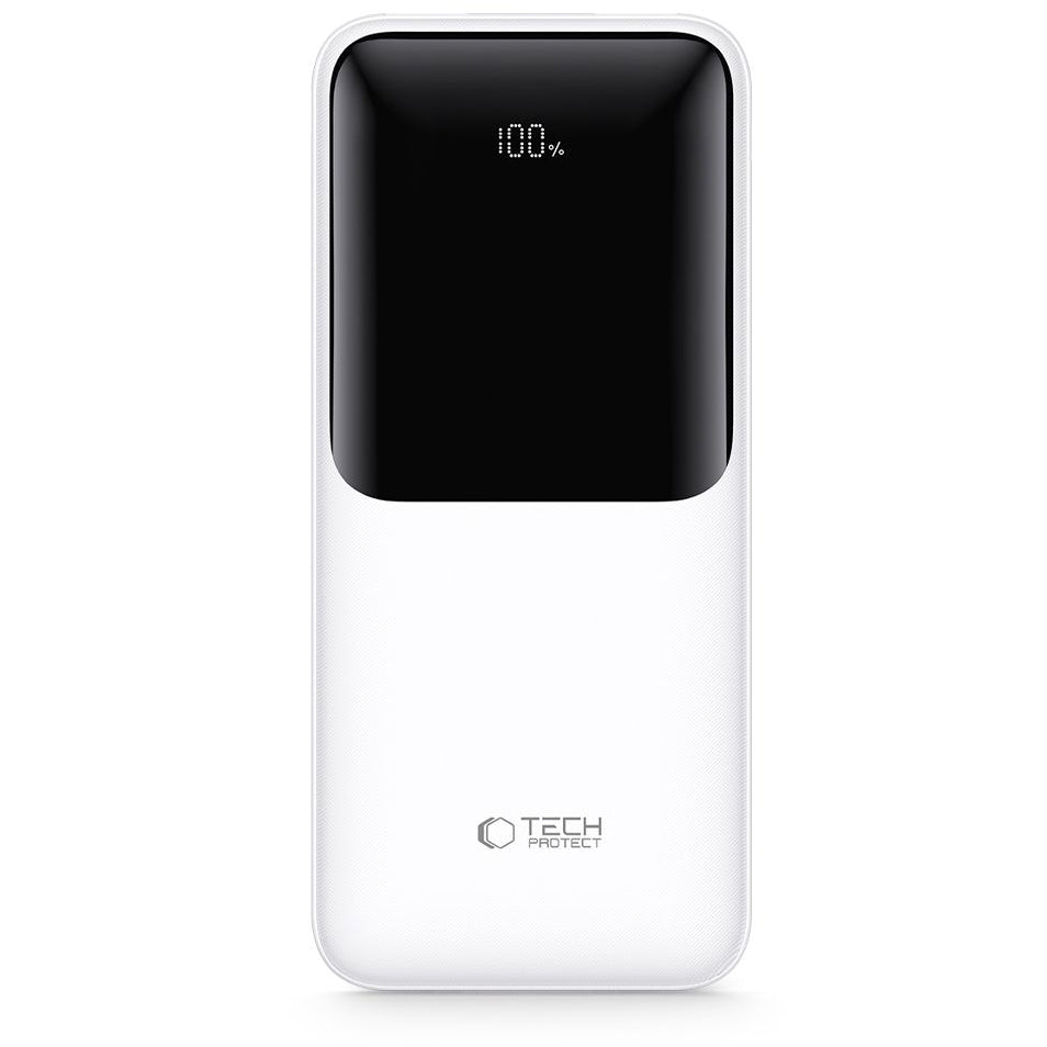 Externí baterie Tech-Protect PB02, 20000mAh, 22.5W, QC + PD, 1 x USB-C - 2 x USB-A, Bílá