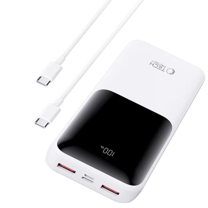 Externí baterie Tech-Protect PB02, 20000mAh, 22.5W, QC + PD, 1 x USB-C - 2 x USB-A, Bílá