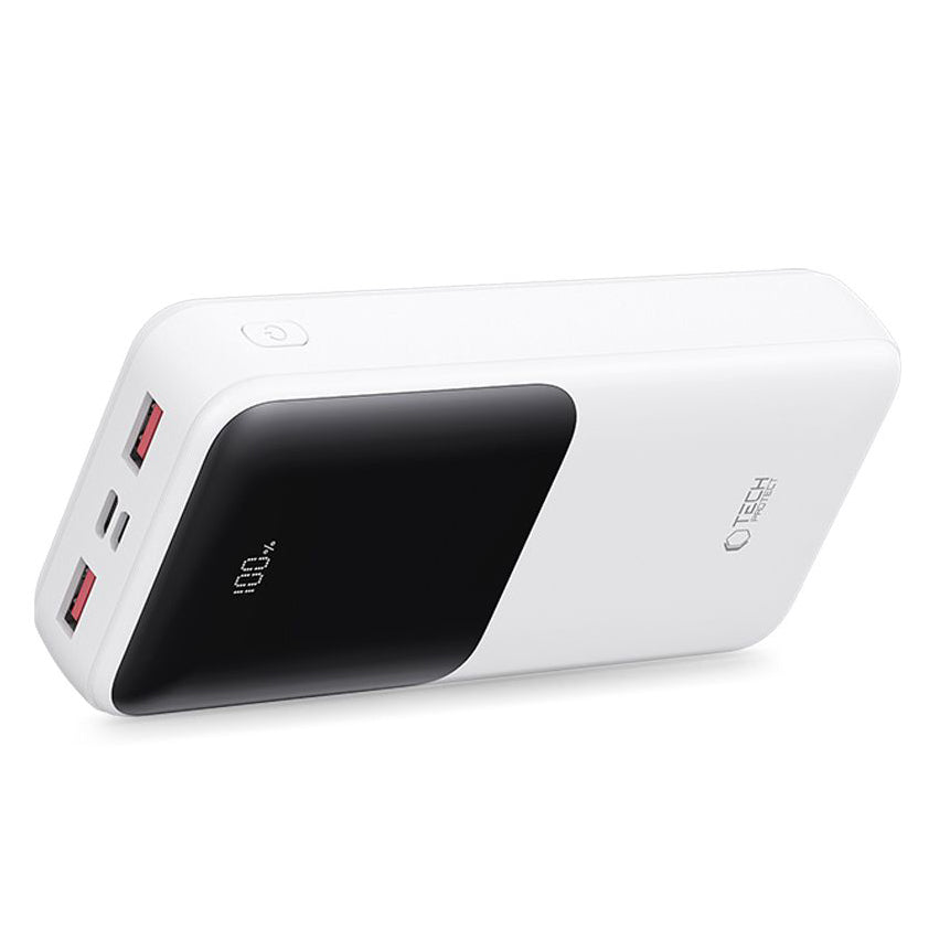 Externí baterie Tech-Protect PB02, 20000mAh, 22.5W, QC + PD, 1 x USB-C - 2 x USB-A, Bílá