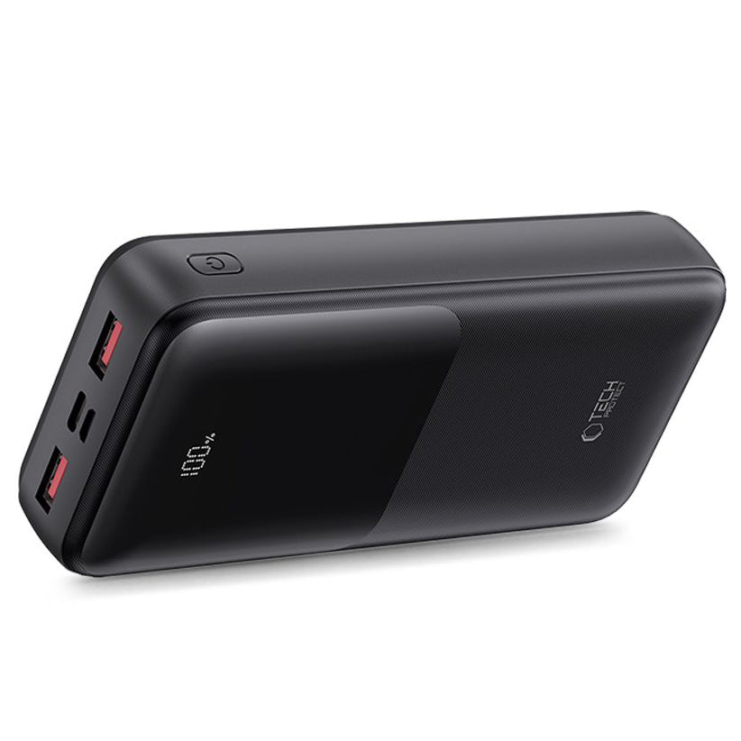 Externí baterie Tech-Protect PB02, 20000mAh, 22.5W, QC + PD, 1 x USB-C - 2 x USB-A, Černá