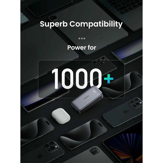 Externí baterie UGREEN PB502, 10000mAh, 30W, QC + PD, 1 x USB-A - 1 x USB-C, šedá