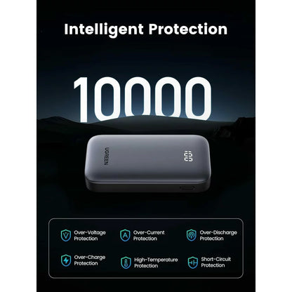 Externí baterie UGREEN PB502, 10000mAh, 30W, QC + PD, 1 x USB-A - 1 x USB-C, šedá