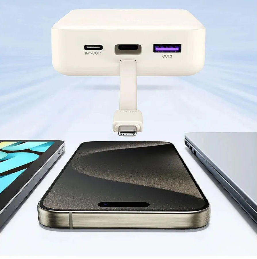 Externí baterie UGREEN PB521, 20000mAh, 30W, QC + PD, 1 x USB-A - 2 x USB-C, Bílá