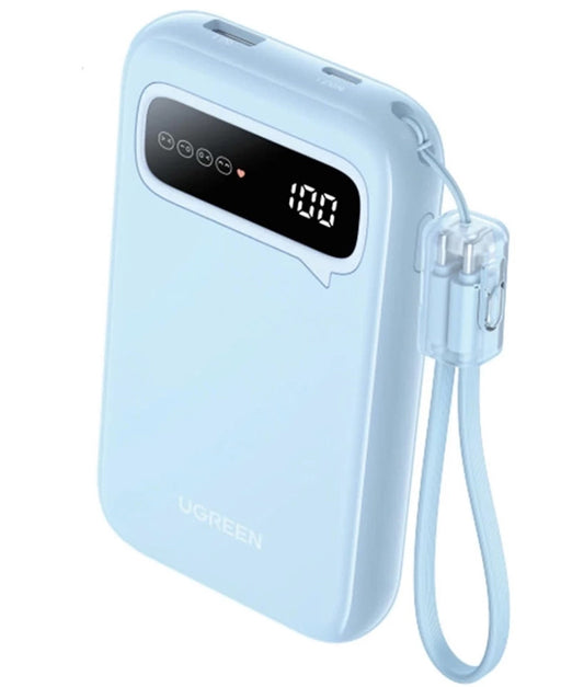 Externí baterie UGREEN PB522, 10000mAh, 20W, QC + PD, 1 x USB-A - 1 x USB-C, Modrá