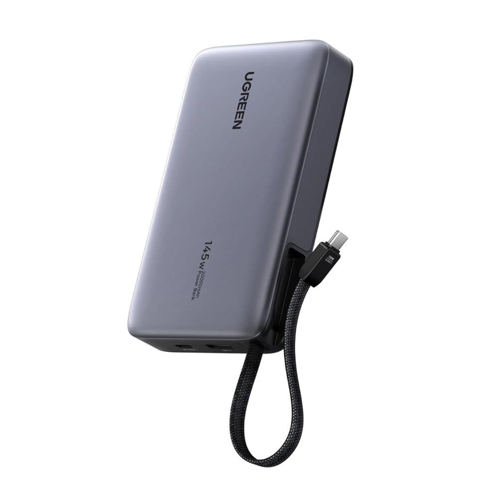 Externí baterie UGREEN PB551 (55992), 20000mAh, 145W, QC + PD, 1 x USB-A - 2 x USB-C, šedá