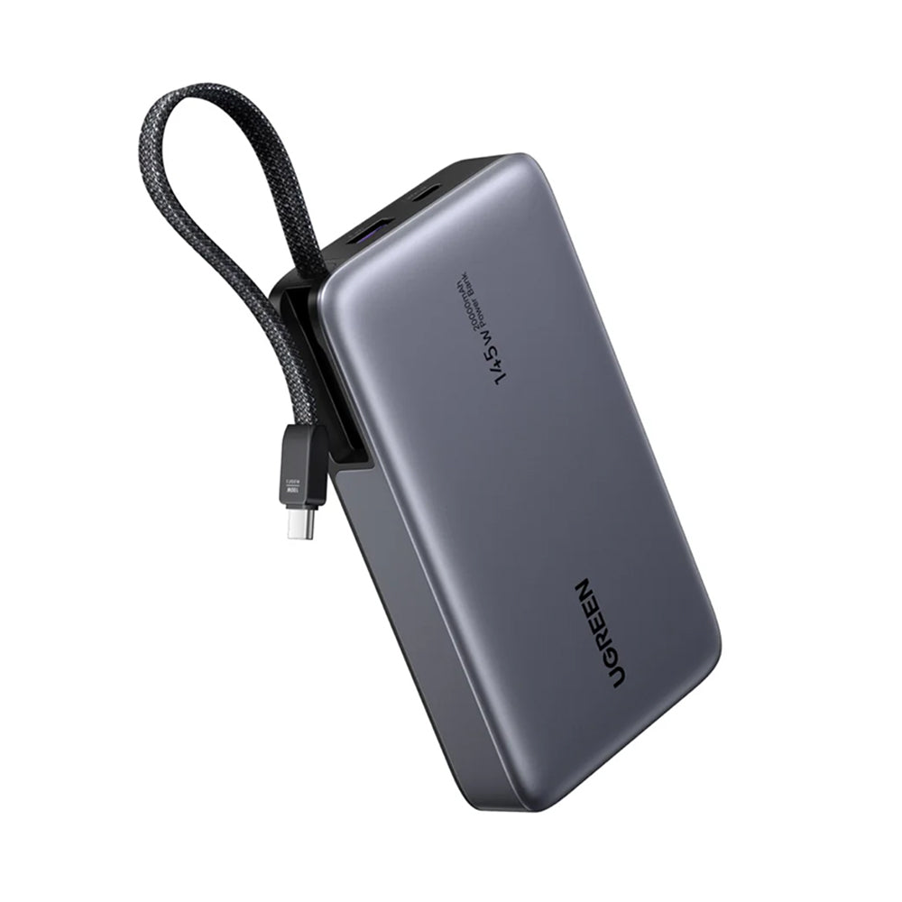 Externí baterie UGREEN PB551 (55992), 20000mAh, 145W, QC + PD, 1 x USB-A - 2 x USB-C, šedá