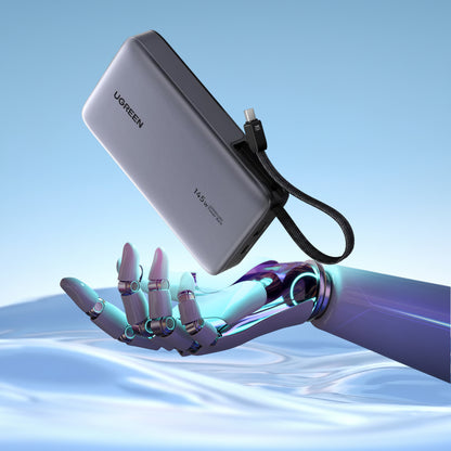 Externí baterie UGREEN PB551 (55992), 20000mAh, 145W, QC + PD, 1 x USB-A - 2 x USB-C, šedá