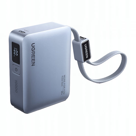 Externí baterie UGREEN PB584 (75173B), 10000mAh, 33W, QC + PD, 1 x USB-A - 2 x USB-C, modrá