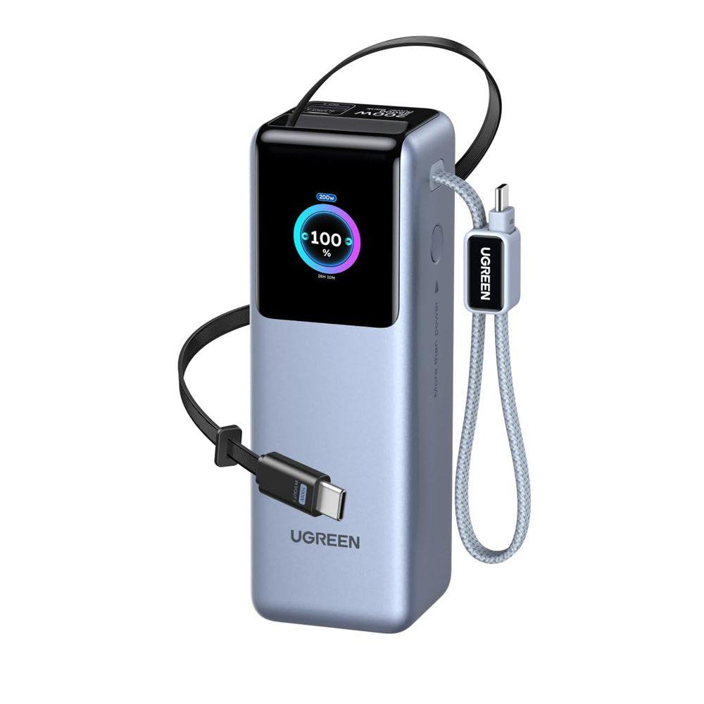 Externí baterie UGREEN PB728 (75702B), 25000mAh, 200W, QC + PD, 1 x USB-A - 3 x USB-C, Šedá
