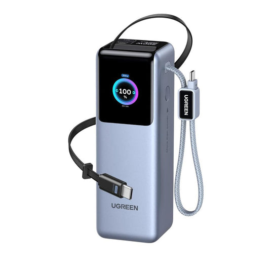 Externí baterie UGREEN PB728 (75702B), 25000mAh, 200W, QC + PD, 1 x USB-A - 3 x USB-C, Šedá