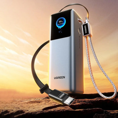 Externí baterie UGREEN PB728 (75702B), 25000mAh, 200W, QC + PD, 1 x USB-A - 3 x USB-C, Šedá