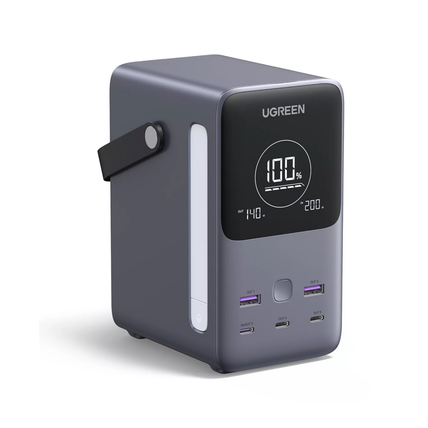 Externí baterie UGREEN PB770, 48000mAh, 300W, QC + PD, 2 x USB-A - 3 x USB-C, Šedá, Znovu zabalená