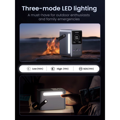 Externí baterie UGREEN PB770, 48000mAh, 300W, QC + PD, 2 x USB-A - 3 x USB-C, Šedá, Znovu zabalená