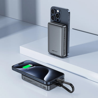 Bezdrátová externí baterie Acefast M10, 10000mAh, 30W, PD + FQI, 1 x QI - 2 x USB-C, Černá