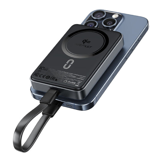 Bezdrátová externí baterie Acefast M11, 10000mAh, 30W, PD + FQI, 1 x QI - 1 x USB-C, černá