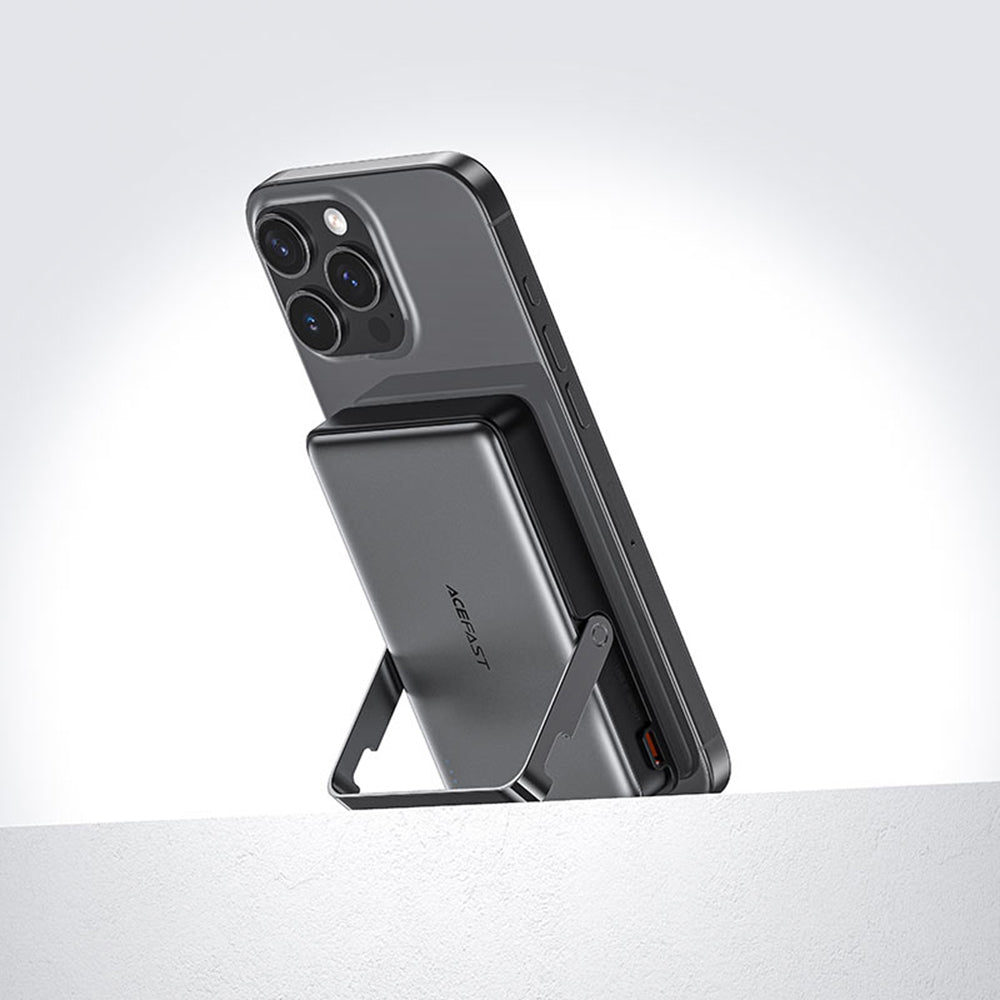 Bezdrátová externí baterie Acefast M17, 10000mAh, 22.5W, PD + FQI, 1 x QI - 1 x USB-C, černá.