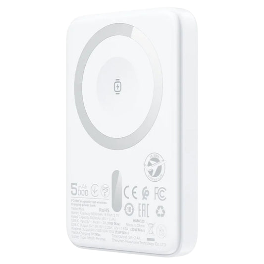 Bezdrátová externí baterie Acefast M25, 5000mAh, 20W, PD + FQI, 1 x QI - 1 x USB-C, Bílá