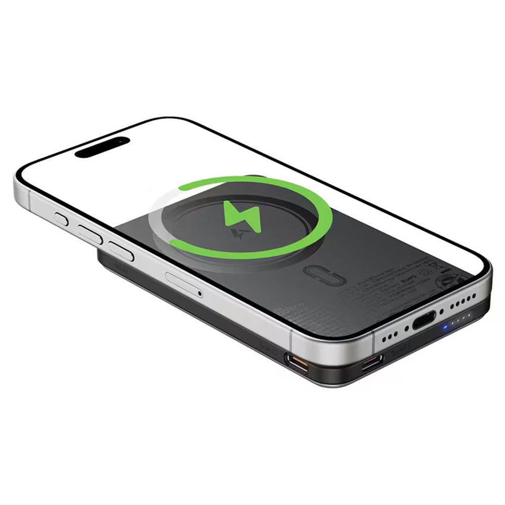 Bezdrátová externí baterie Acefast M30, 5000mAh, 20W, PD + FQI, 1 x QI - 2 x USB-C, černá