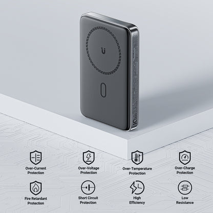 Acefast M6 Wireless External Battery, 10000mAh, 20W, PD + FQI, 1 x QI - 1 x USB-C, Black