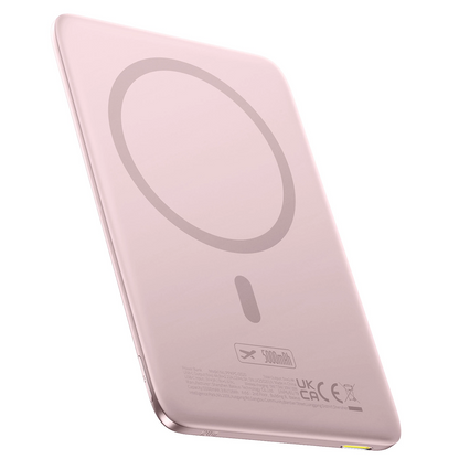 Externí bezdrátová baterie Baseus PicoGo AM41, 5000mAh, 20W, PD + FQI, 1 x QI - 1 x USB-C, Růžová